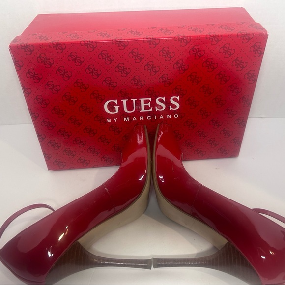 Sexy GUESS ankle strap RED patent heels - Picture 12 of 14